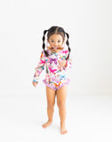 Posh Peanut Long Sleeve Ruffled Rash Guard Swimsuit - Watercolor Butterfly - Let Them Be Little, A Baby & Children's Clothing Boutique
