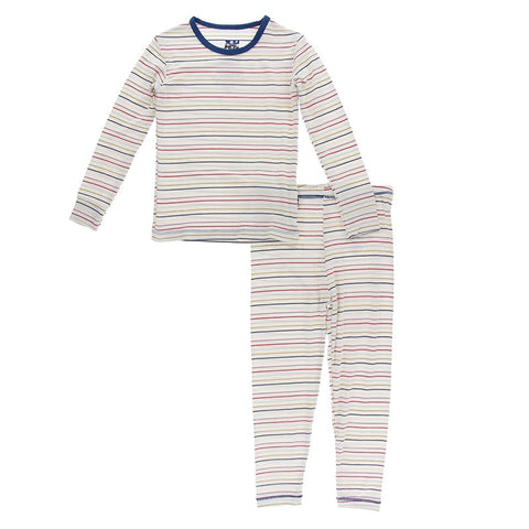 Kickee Pants Printed Long Sleeve PJ Set - Everyday Heroes Multi-Stripe - Let Them Be Little, A Baby & Children's Boutique
