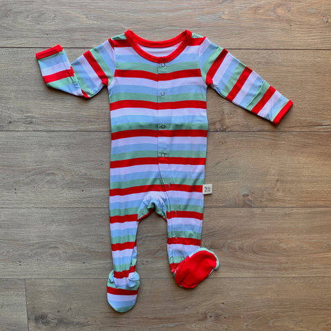 Kozi & Co Snap Footie - Holly Stripe - Let Them Be Little, A Baby & Children's Boutique