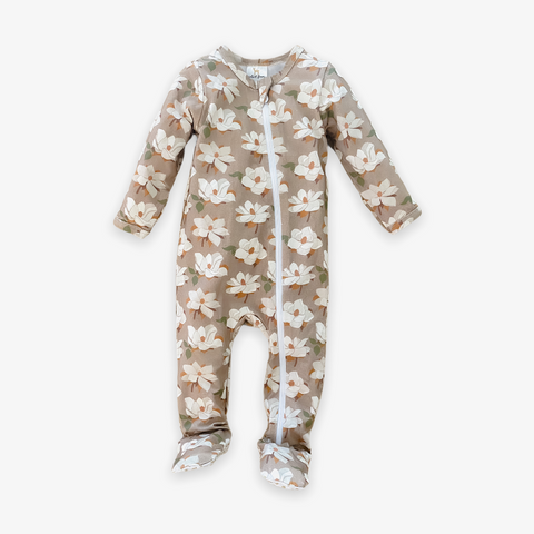 Velvet Fawn Zipper Footie - Sweet Magnolia - Let Them Be Little, A Baby & Children's Clothing Boutique
