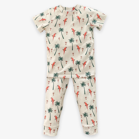 Velvet Fawn Short Sleeve Two Piece Jammies - Parrot Paradise - Let Them Be Little, A Baby & Children's Clothing Boutique
