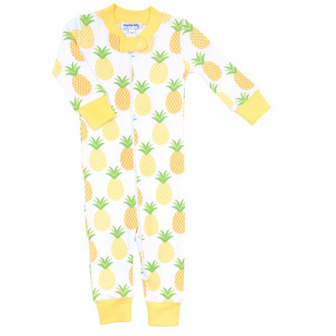 Magnolia Baby Zipped PJ Romper - Pineapple - Let Them Be Little, A Baby & Children's Clothing Boutique