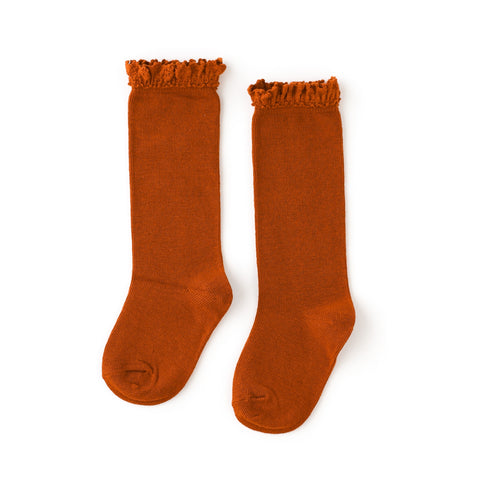 Little Stocking Co. Lace Top Knee Highs - Pumpkin Spice - Let Them Be Little, A Baby & Children's Clothing Boutique
