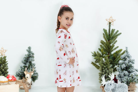 Baby Noomie Long Sleeve Dress - Pink Holiday Patches - Let Them Be Little, A Baby & Children's Clothing Boutique
