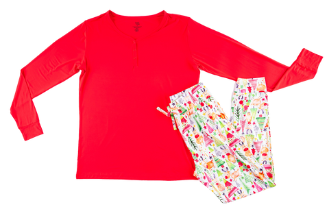 Birdie Bean Women's Long Sleeve Lounge Set - Clark (Red Top) - Let Them Be Little, A Baby & Children's Clothing Boutique