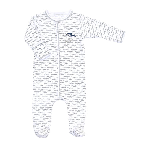 Magnolia Baby Embroidered Footie - Shark Tooth - Let Them Be Little, A Baby & Children's Boutique