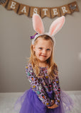 Kiki + Lulu Long Sleeve Toddler Dress w/ Tulle - Easter Bunnies Purple - Let Them Be Little, A Baby & Children's Clothing Boutique