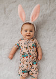 Kiki + Lulu Short Sleeve Shortie Zip Romper - Easter Bunnies Orange - Let Them Be Little, A Baby & Children's Clothing Boutique