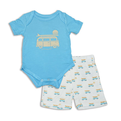 Silkberry Baby Bamboo Onesie & Shorts Set - Sunset Cruising / Surf - Let Them Be Little, A Baby & Children's Boutique
