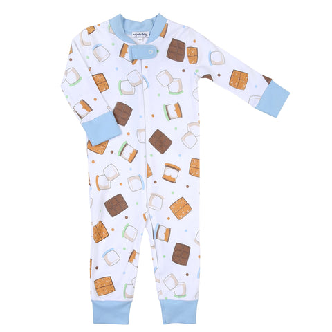 Magnolia Baby Zipped PJ Romper - Smores Blue - Let Them Be Little, A Baby & Children's Clothing Boutique