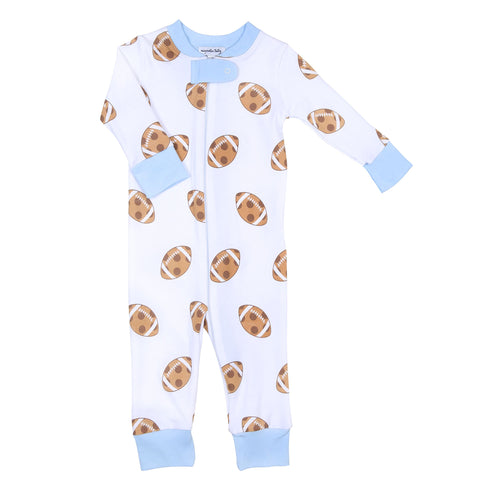 Magnolia Baby Zipped PJ Romper - Touchdown Blue - Let Them Be Little, A Baby & Children's Clothing Boutique
