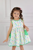 Swoon Baby Peony Bow Pocket Dress - 2356 Watercolor Dino Collection PRESALE - Let Them Be Little, A Baby & Children's Clothing Boutique