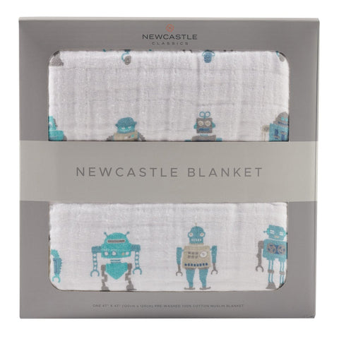 Newcastle Classics Newcastle Blanket - Robots & Gray - Let Them Be Little, A Baby & Children's Boutique