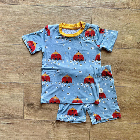 Kozi & Co Short Sleeve PJ Set w/ Shorts - Red Barns PREORDER - Let Them Be Little, A Baby & Children's Boutique