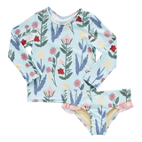 Pink Chicken Rash Guard Set - Paper Floral - Let Them Be Little, A Baby & Children's Clothing Boutique