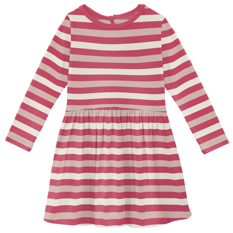 Kickee Pants Printed Long Sleeve Twirl Dress - Hopscotch Stripe - Let Them Be Little, A Baby & Children's Clothing Boutique