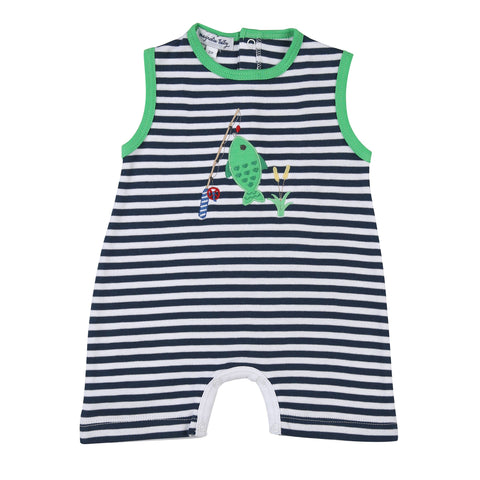 Magnolia Baby Applique Sleeveless Shortie Playsuit - Fishing Day - Let Them Be Little, A Baby & Children's Clothing Boutique