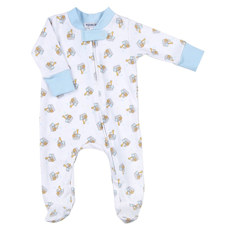 Magnolia Baby Printed Zipper Footie - Two by Two Light Blue - Let Them Be Little, A Baby & Children's Clothing Boutique