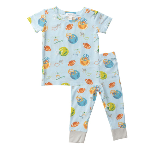 Angel Dear Short Sleeve 2 Piece PJ Set - Football - Let Them Be Little, A Baby & Children's Clothing Boutique