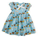Pink Chicken Margaret Dress - Sky Blue Dogs - Let Them Be Little, A Baby & Children's Clothing Boutique