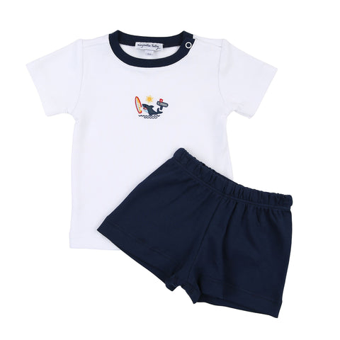 Magnolia Baby Embroidered Shorts Set - No Swimming - Let Them Be Little, A Baby & Children's Clothing Boutique