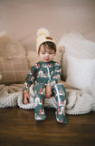 Velvet Fawn Zipper Footie - O Little Town (Evergreen) - Let Them Be Little, A Baby & Children's Clothing Boutique