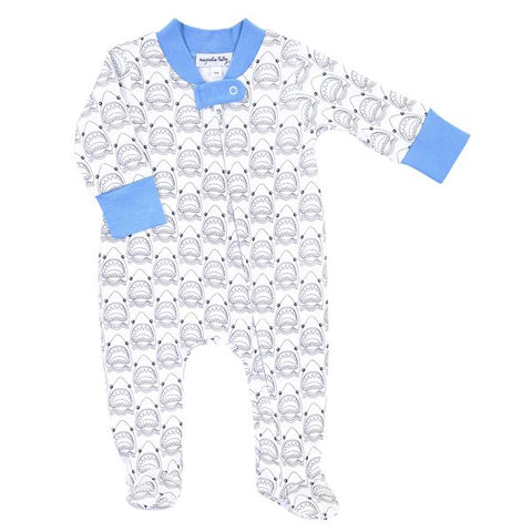 Magnolia Baby Printed Zipper Footie - Jaws - Let Them Be Little, A Baby & Children's Clothing Boutique