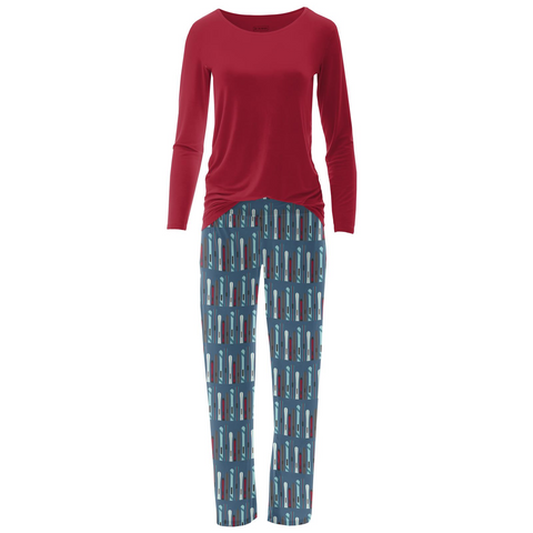 Kickee Pants Women's Long Sleeve Loosey Goosey Tee & Pant Set - Twilight Skis - Let Them Be Little, A Baby & Children's Clothing Boutique