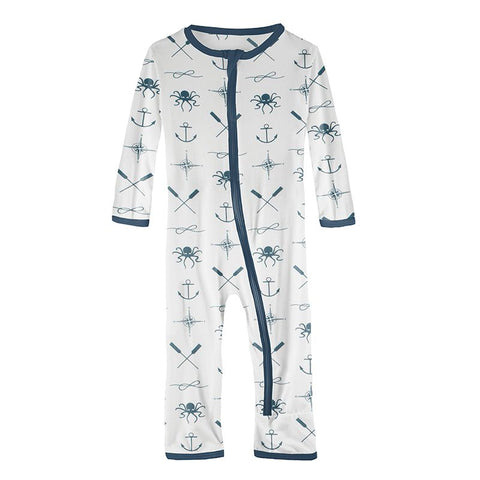 Kickee Pants Print Coverall with Zipper - Natural Captain and Crew - Let Them Be Little, A Baby & Children's Clothing Boutique