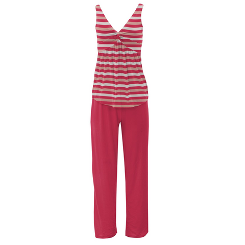 Kickee Pants Women's Print Twist Tank and Pajama Pants Set - Hopscotch Stripe - Let Them Be Little, A Baby & Children's Clothing Boutique