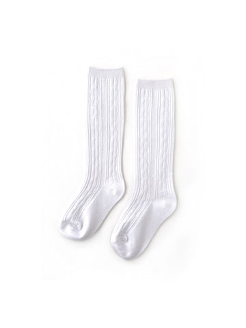 Little Stocking Co. Cable Knit Knee Highs - White - Let Them Be Little, A Baby & Children's Clothing Boutique