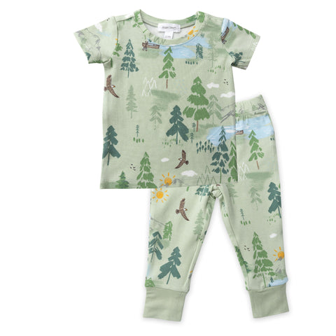 Angel Dear Short Sleeve 2 Piece PJ Set - Mountain Cabin - Let Them Be Little, A Baby & Children's Clothing Boutique