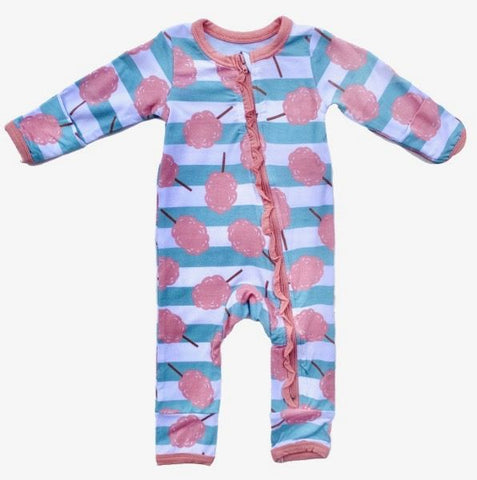 Kozi & Co Zipper Coverall w/ Ruffles - Cotton Candy Stripe - Let Them Be Little, A Baby & Children's Boutique