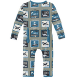Kickee Pants Print Coverall with Zipper - Silver Sage Lunchboxes - Let Them Be Little, A Baby & Children's Clothing Boutique