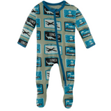 Kickee Pants Print Footie with Zipper - Silver Sage Lunchboxes - Let Them Be Little, A Baby & Children's Clothing Boutique