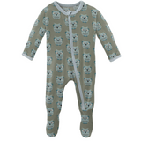 Kickee Pants Print Footie with Zipper - Silver Sage Wise Owls - Let Them Be Little, A Baby & Children's Clothing Boutique