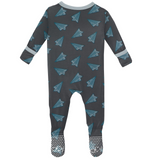 Kickee Pants Print Footie with Zipper - Lined Paper Airplanes - Let Them Be Little, A Baby & Children's Clothing Boutique