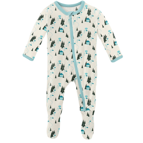 Kickee Pants Print Footie with Zipper - Natural Chairlift - Let Them Be Little, A Baby & Children's Clothing Boutique