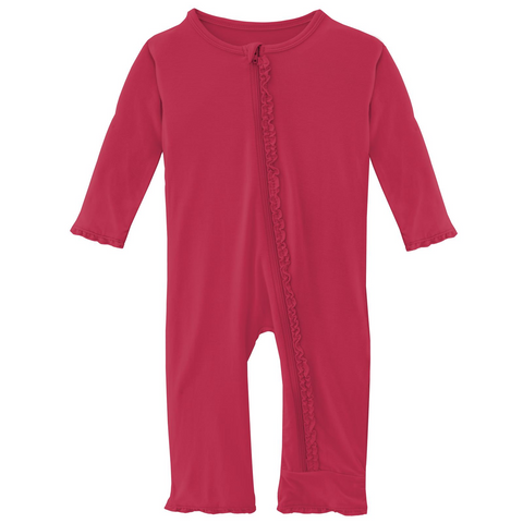 Kickee Pants Solid Muffin Ruffle Zipper Coverall - Taffy - Let Them Be Little, A Baby & Children's Clothing Boutique
