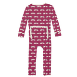 Kickee Pants Print Muffin Ruffle Zipper Coverall - Berry Cow - Let Them Be Little, A Baby & Children's Clothing Boutique