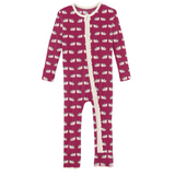 Kickee Pants Print Muffin Ruffle Zipper Coverall - Berry Cow - Let Them Be Little, A Baby & Children's Clothing Boutique