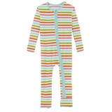 Kickee Pants Print Muffin Ruffle Zipper Coverall - Beach Day Stripe - Let Them Be Little, A Baby & Children's Clothing Boutique
