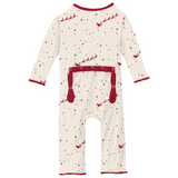Kickee Pants Print Muffin Ruffle Zipper Coverall - Natural Flying Santa - Let Them Be Little, A Baby & Children's Clothing Boutique