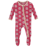 Kickee Pants Muffin Ruffle Zipper Footie - Taffy Wise Owls - Let Them Be Little, A Baby & Children's Clothing Boutique