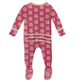 Kickee Pants Muffin Ruffle Zipper Footie - Taffy Wise Owls - Let Them Be Little, A Baby & Children's Clothing Boutique