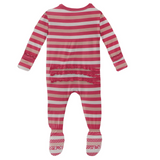 Kickee Pants Muffin Ruffle Zipper Footie - Hopscotch Stripe - Let Them Be Little, A Baby & Children's Clothing Boutique