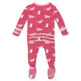 Kickee Pants Muffin Ruffle Zipper Footie - Winter Rose Kitty - Let Them Be Little, A Baby & Children's Clothing Boutique