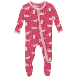 Kickee Pants Muffin Ruffle Zipper Footie - Winter Rose Kitty - Let Them Be Little, A Baby & Children's Clothing Boutique