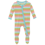 Kickee Pants Muffin Ruffle Zipper Footie - Beach Day Stripe - Let Them Be Little, A Baby & Children's Clothing Boutique