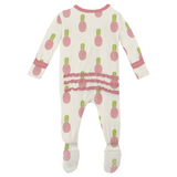 Kickee Pants Muffin Ruffle Zipper Footie - Strawberry Pineapples - Let Them Be Little, A Baby & Children's Clothing Boutique